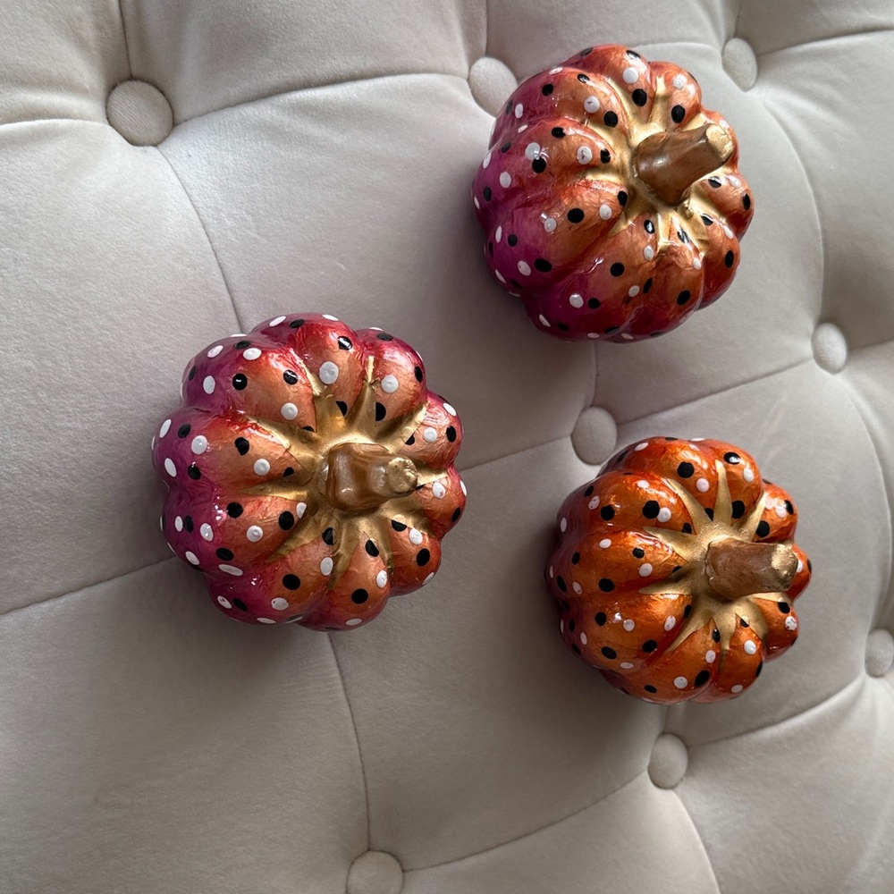 McKenzie Childs Polka Dot Decorative Pumpkins